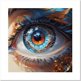 Closeup of colourful blue eye Posters and Art